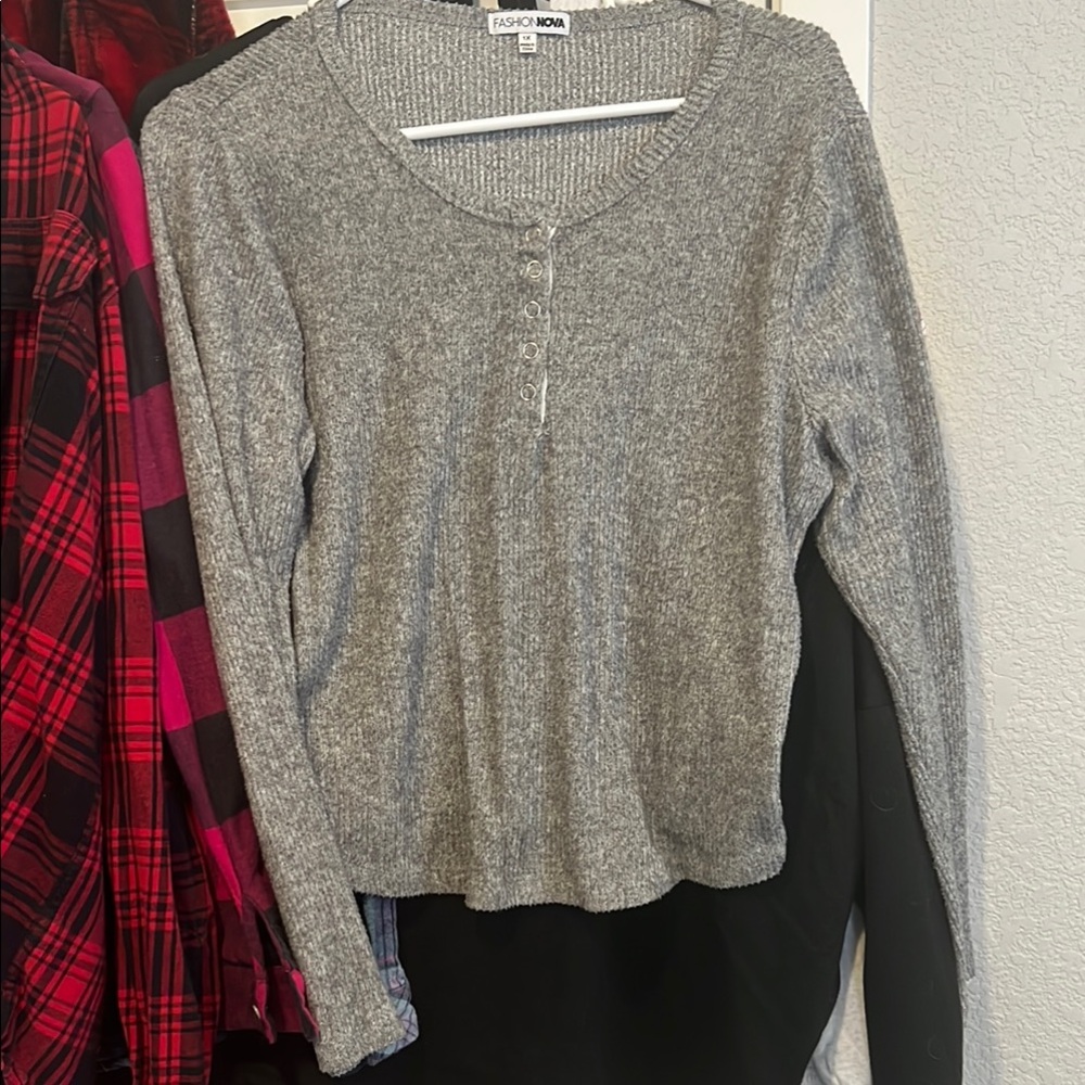 Fashion Nova Gray Knit Sweater